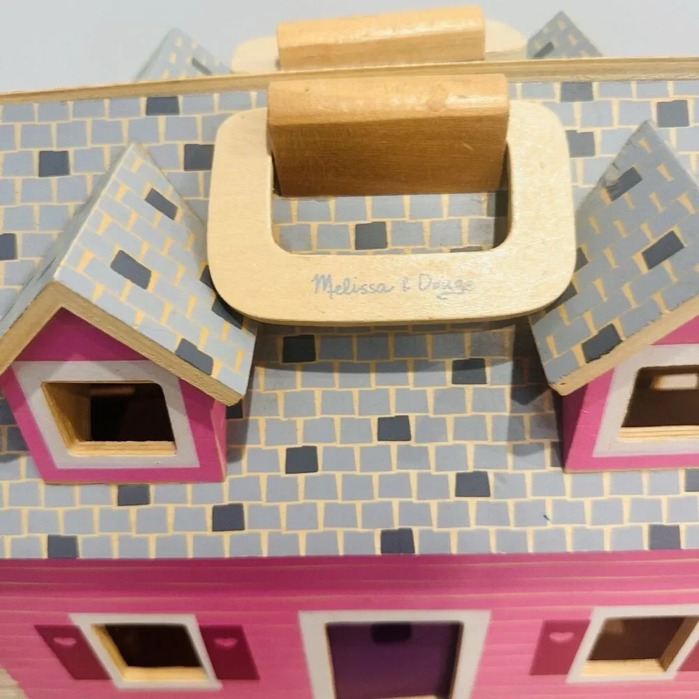 Melissa & Doug Fold Go Wooden Dollhouse Furniture Accessories Pink Wooden 3701